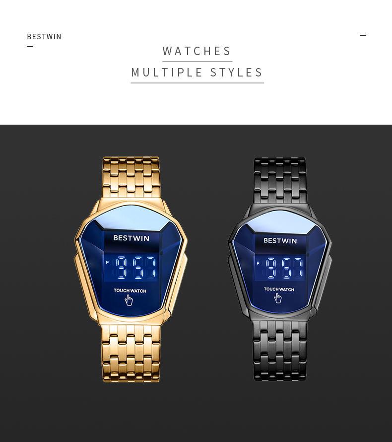 【SpringStatements】Touchscreen Racing Sport watch Luxury Mens Racing Sport ​Iridescent diamond-shaped mirror surfacet WatchMultifunction Chronograph  Stainless Stee! Casual Business Stvle Perfect Giftfor Him fashionable wristwatch time display