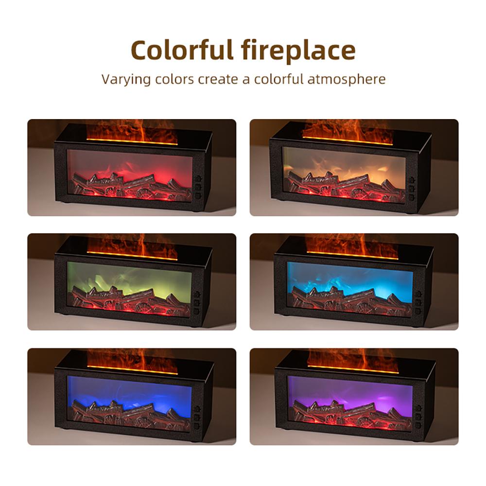 Fire Humidifier & Aroma Diffuser with 7-Color LED Flame Effect, Remote colorful fireplace air purifier diffuser. addict Lamp DiffuserEssential Oil Diffuser, Aromatherapy Machine, with Humidifier Lamp Diffuser with Cool Mist