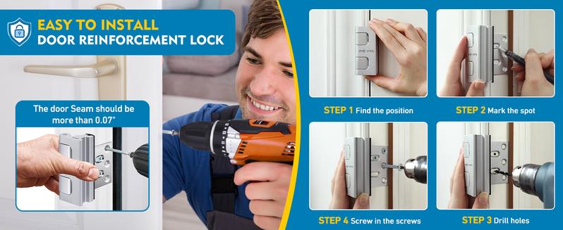 Home Security Door Reinforcement Lock. Childproof Door Reinforcement Lock Upgrade Night Door Security Lock Withstand 800 lbs for Inward Swinging Door Home Security Door Reinforcement Lock. Childproof Door Reinforcement Lock Upgrade Night Door Security Lock Withstand 800 lbs for Inward Swinging Door