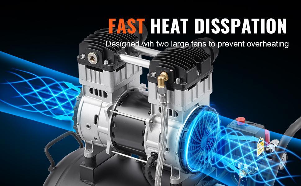 VEVOR Air Compressor Compact Portable Oil Free, Max. 15 Gallon Steel Tank, 2HP 5.3 CFM@90 PSI Oil Free Air Compressor & Max. 125PSI Pressure, 78dB Ultra Quiet Portable Compressor, for Auto Repair VEVOR Air Compressor Compact Portable Oil Free, Max. 15 Gallon Steel Tank, 2HP 5.3 CFM@90 PSI Oil Free Air Compressor & Max. 125PSI Pressure, 78dB Ultra Quiet Portable Compressor, for Auto Repair