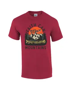 Faith Can Move Mountains Scenic View Mens Christian Short Sleeve T-shirt Graphic Tee Classic Menswear