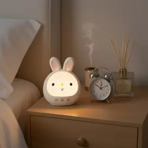 Rechargeable rabbit-shaped night light features three color-changing modes, dimming function, button and touch controls, and a long-lasting battery. Its cute rabbit design makes it perfect for bedrooms and room decor, creating a dreamy atmosphere and set