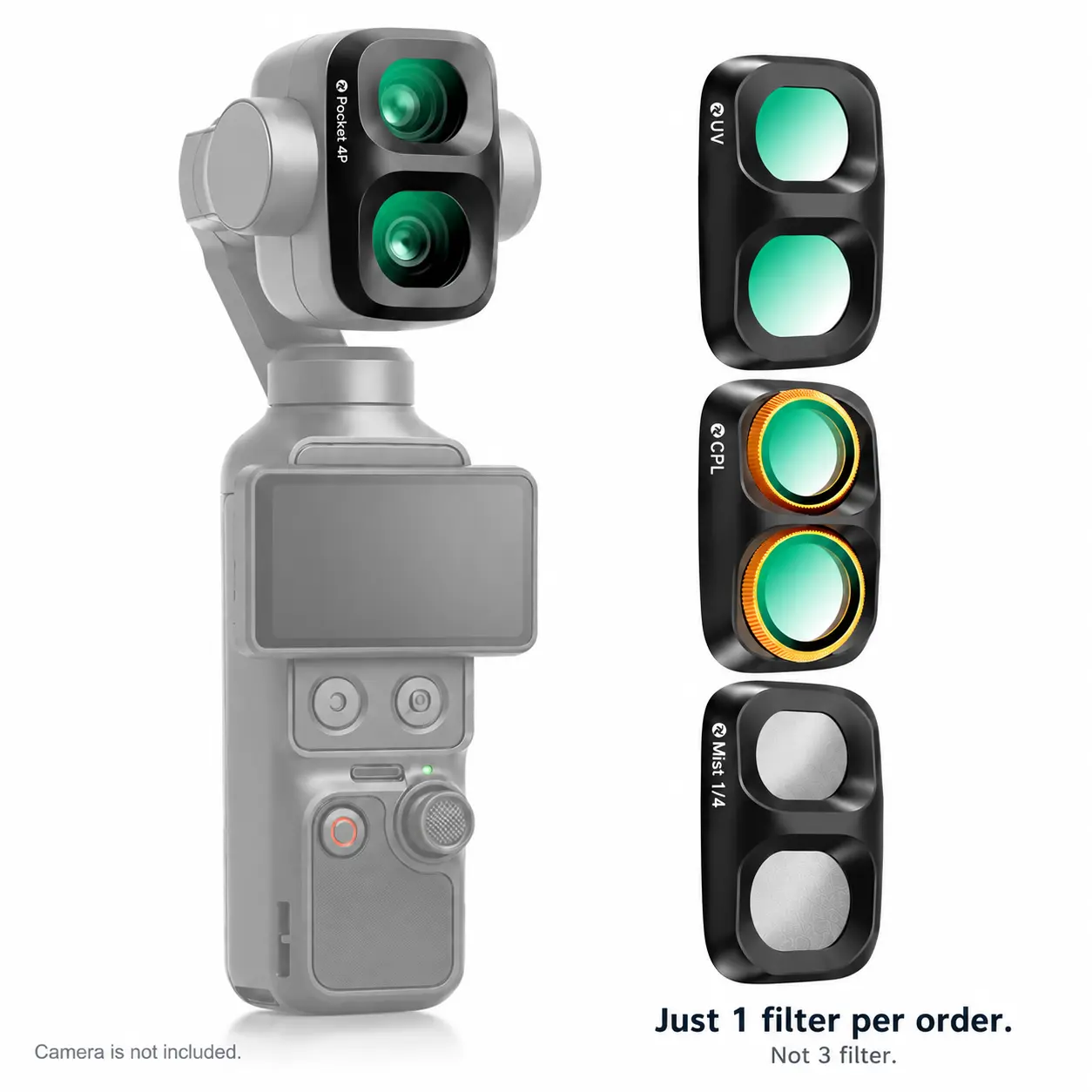 Camera Filter Kit for Pocket 4P, CPL UV & Black Mist 1/4 Lens Filters, HD Multi-Coated Optical Glass, Reduce Glare & Reflections, Action Camera Accessories for Vlogging, Travel & Outdoor Shooting