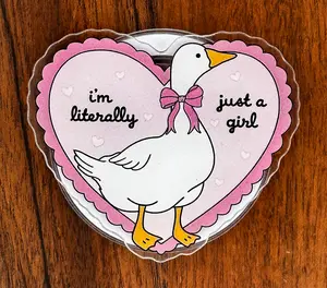 Cute Literally Just A Girl Goose Magsafe Phone Grip Detachable Magnetic Kickstand, Funny Feminine Aesthetic Gift For Daily Use