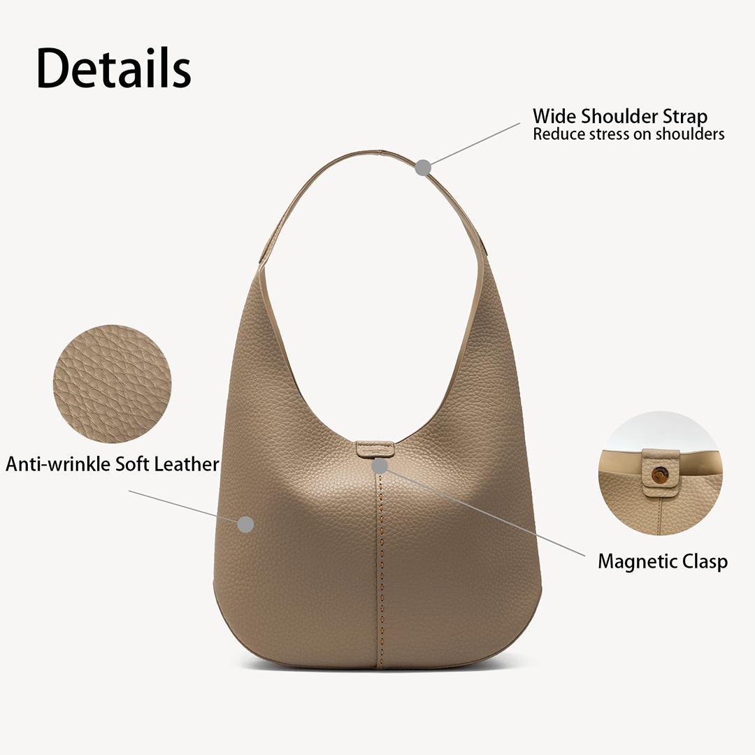 NEWBELLA Hana 2 Pcs Set Shoulder Bag & Clutch, Daily Casual Elegant Geometric Design, Adjustable Strap, Magnetic Closure, Pouch Fits All Sizes of Phones & iPads,FallFreshness Cosmetic Fabric