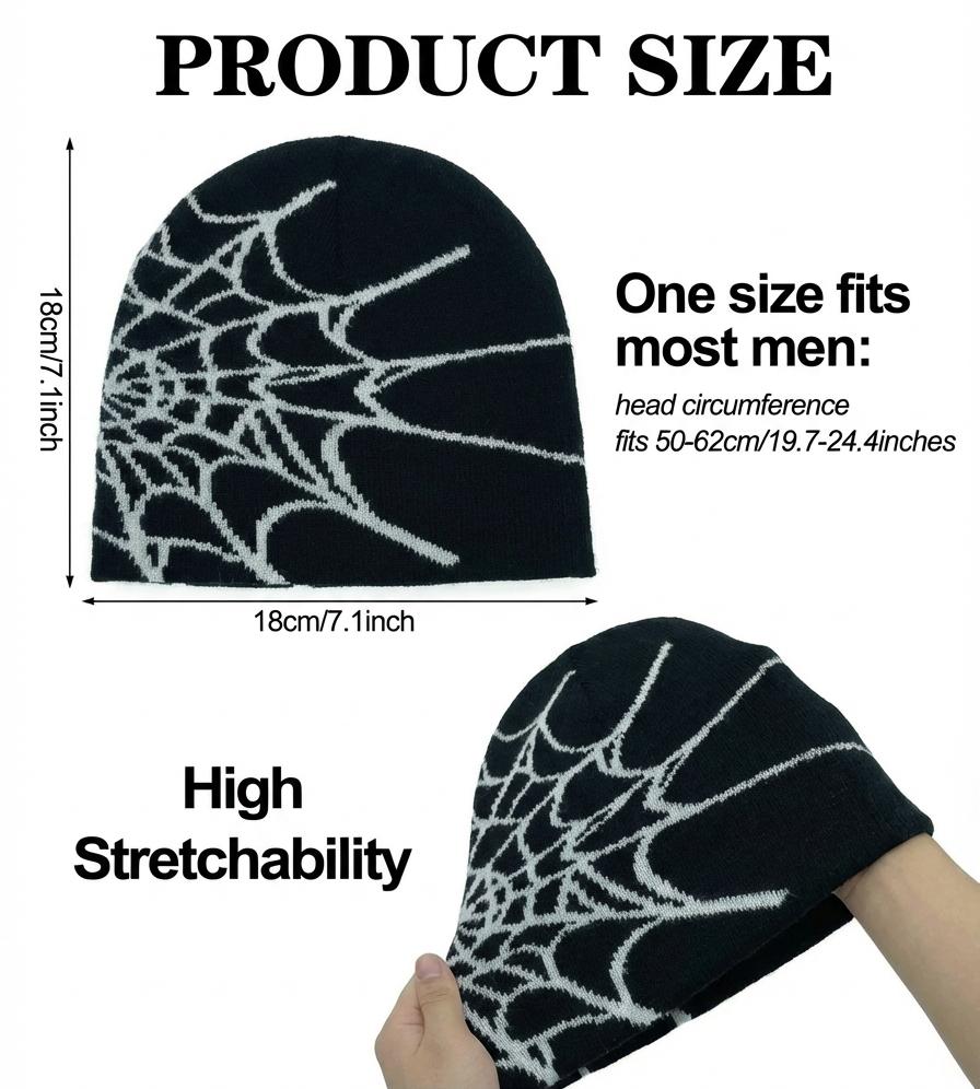Y2K Beanie Spider Hat Unisex Cozy  Spring Summer Cap & Fashion Statement Warm Soft Beanie for Skiing, Daily, Hiking, Street Dance Skateboard and Biking Perfect for Gifts