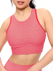 Geo Sports Bra - Red Gingham