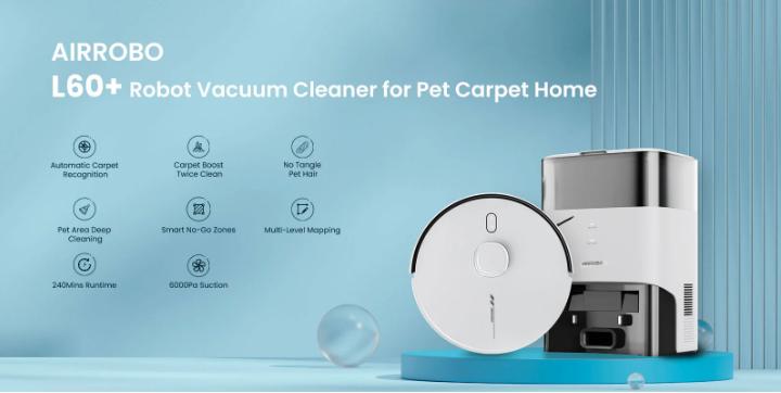 AIRROBO TBT50+ Robot Vacuum and Mop (6000Pa Suction) Ultrasonic Carpet Sensor, 60-Day Self-Cleaning, LiDAR Navigation and Mapping, Voice/App Control, 240min Runtime