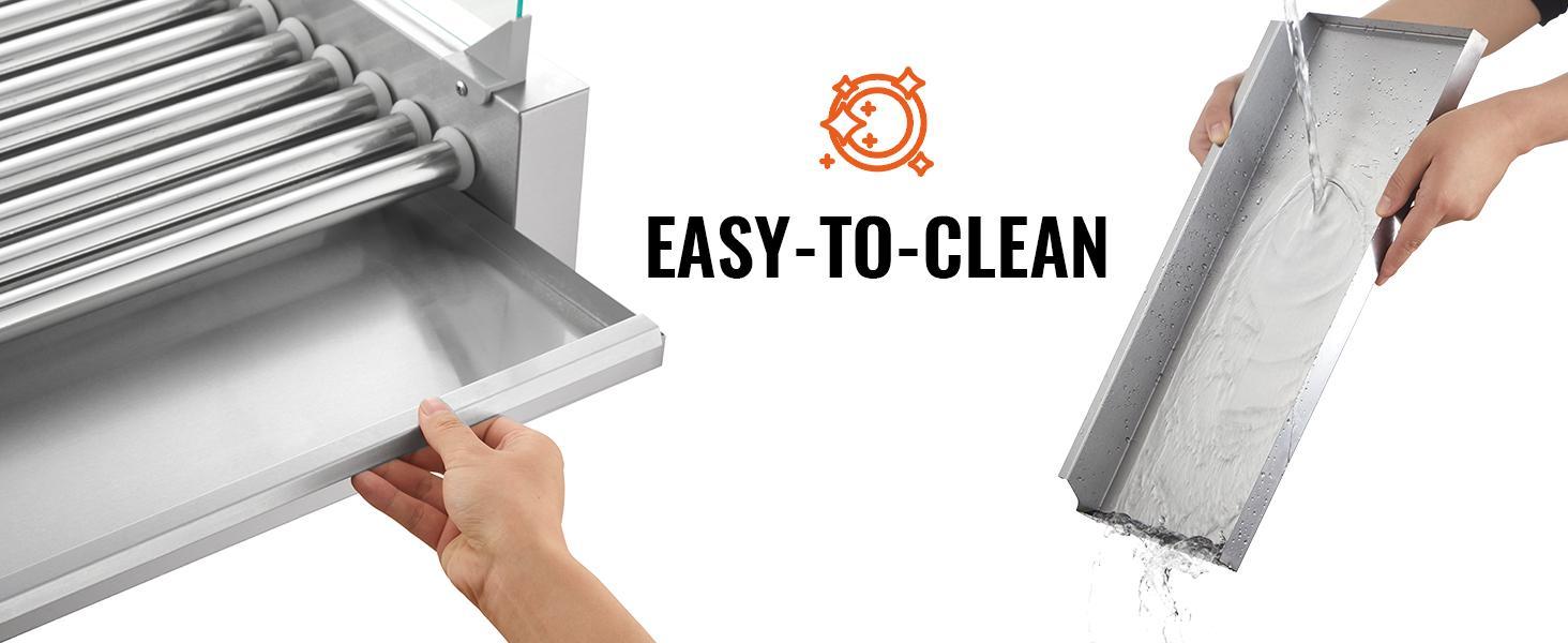 VEVOR Hot Dog Roller, TikTokShopBlackFriday, 11 Rollers 30 Hot Dogs Capacity, 1650W Stainless Sausage Grill Cooker Machine with Dual Temp Control Glass Hood Acrylic Cover Bun Warmer Shelf Removable Drip Tray, ETL Certified