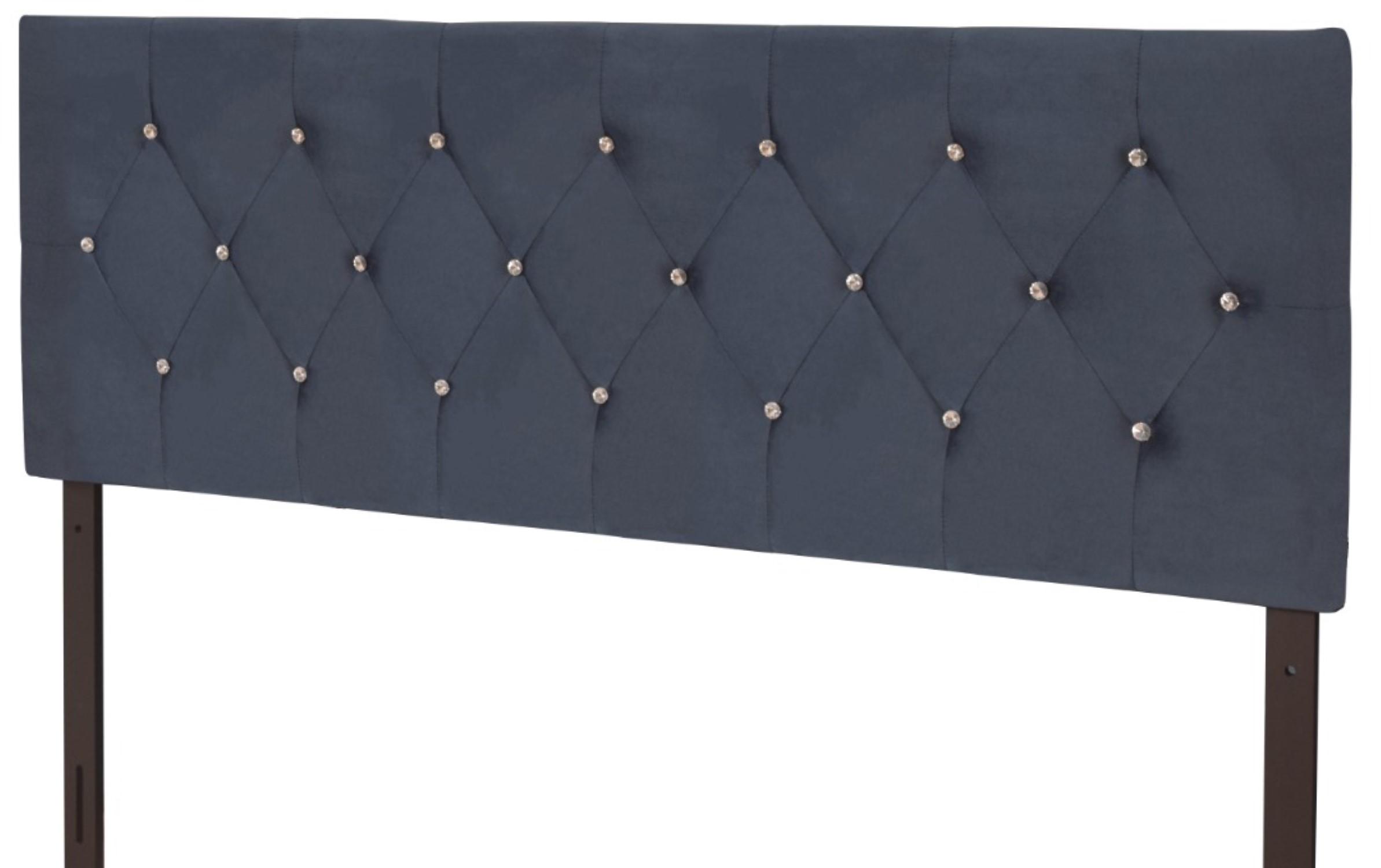 Favorer Concetta Diamond Tufted Velvet Upholstered Headboard, Silver Gray/Black/Blue/Pink