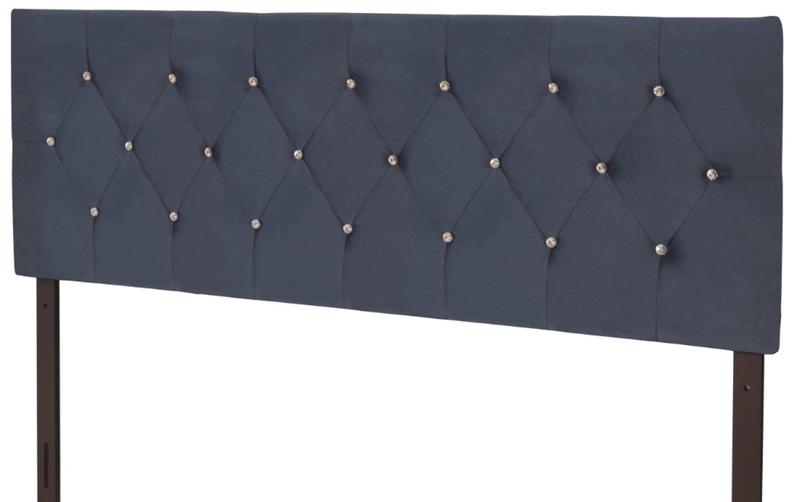 Favorer Concetta Diamond Tufted Velvet Upholstered Headboard, Silver Gray/Black/Blue/Pink