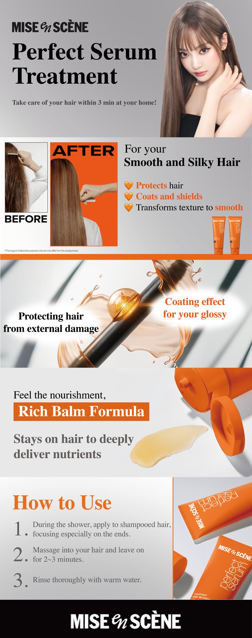 Perfect Serum Treatment (11.15 fl.oz. / 330ml) | Mise En Scène | Korean Wash-Off Hair Mask for Damaged Hair, Hair Coating Effect, Home Care Conditoner Perfect Serum Treatment (11.15 fl.oz. / 330ml) | Mise En Scène | Korean Wash-Off Hair Mask for Damaged Hair, Hair Coating Effect, Home Care Conditoner