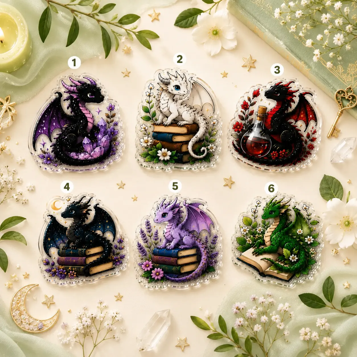 Cute purple crystal dragon phone grip, fantasy bookish aesthetic acrylic griptok collapsible stand