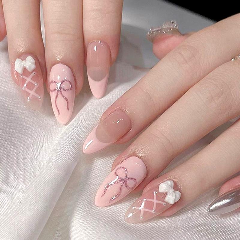 144 Pcs (6 Packs) Value Set | Press on Nails with Jelly Glue | Mixed Coffin & Almond Shapes | Reusable Stick on Nails | No Glue Damage | 12 Sizes