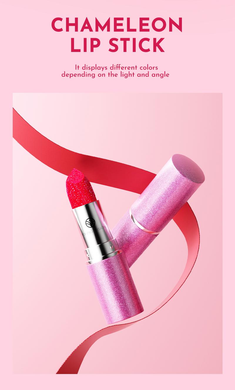 YOUNG VISION Chameleon 6-color Fine Sparkle Lipstick, Multi-purpose Facial Embossed Silk Screen Pearlescent Lipstick and Eyeshadow
