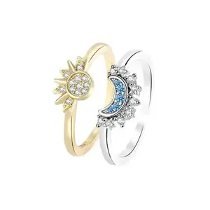 Adjustable Sun & Moon Design Ring Set, New Style Fashion Jewelry for Party, Daily Clothing Decor, Trendy gift for your girlfriend