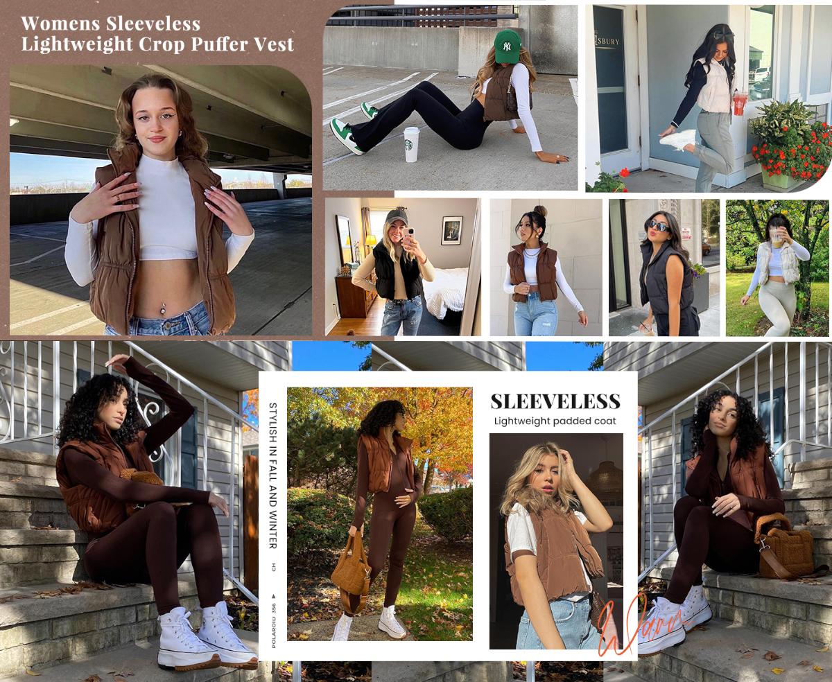 Tanming Women's Cropped Puffer Vest Zip Up Stand Collar Lightweight Sleeveless Padded Gilet with Pockets TikTokShopBlackFriday Tanming Women's Cropped Puffer Vest Zip Up Stand Collar Lightweight Sleeveless Padded Gilet with Pockets TikTokShopBlackFriday