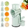 5-in-1 Stainless Steel Manual Cheese Grater & Veggie Chopper - Hand Crank, Strong Suction Base, Blade Storage Box, Replaceable Blades, Large Feed Port, Fruit Vegetable Slicer, Handles Cheese Nuts Fruits Veggies, Rinse-Only Clean Kitchen Utensil