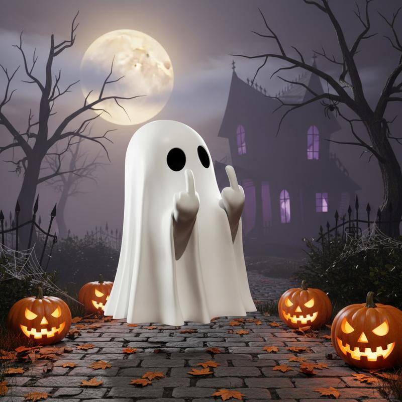 Spooky Halloween Outdoor Decor Vintage 90s Inflatable Giant Ghost Animated for Yard Haunted House Party Eerie Atmosphere
