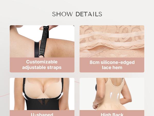 Shapellx Shapewear for Women Fajas Colombianas Tummy Control Body Shaper Open Bust Bodysuit with Hook Zipper Closure