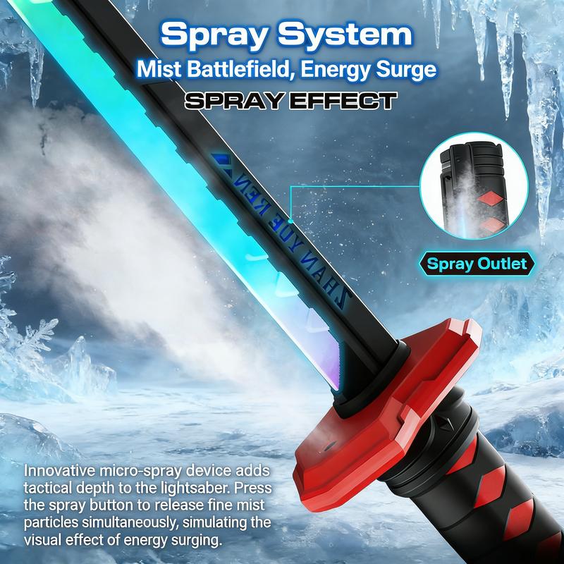 Boy's LED Lightsaber Toy Cyberpunk Katana - 23.6-inch Glowing Prop, Perfect for Roleplay, Carnival Parties & Festivals, RGB Lighting, Durable Collectible, In-Stock in the USA, Recommended Children's Birthday Gift fog eight-color streaming light effect