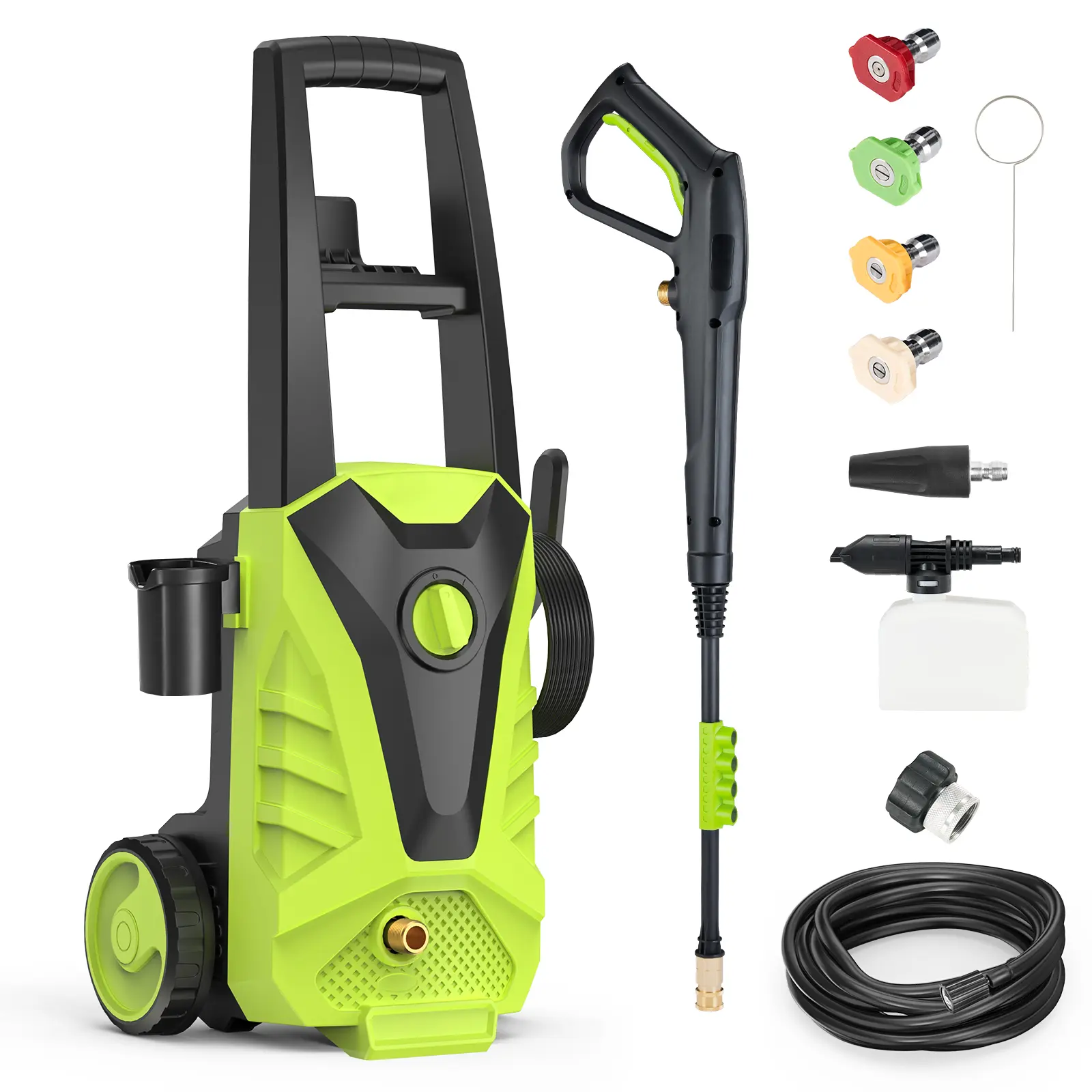 Powerful Portable High Pressure Washer, High Pressure Washers with 5 Quick Connect Nozzles & Foam Cannon, 2.0 GPM Flow for Deck Surfaces, Fences, Easy Installation & Storage