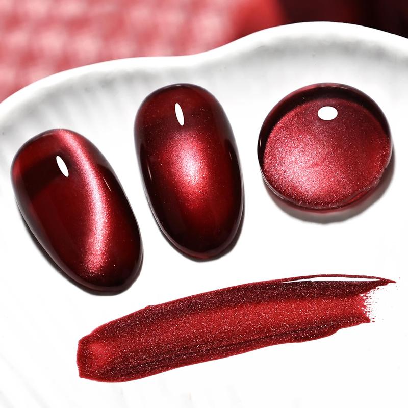 JODSONE 16.5ml Burgundy Red Cat Eye Gel Polish | Glitter Magnetic Reflective Translucent UV Cure Home/Salon