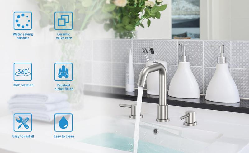 GARVEE 3 Hole Bathroom Faucets - Available in Chrome and Matte Black Finishes, Featuring Pop-up Drain, 8 Inch Widespread Design, Dual Handles, and Includes Supply Lines for Modern Vanity Sinks.