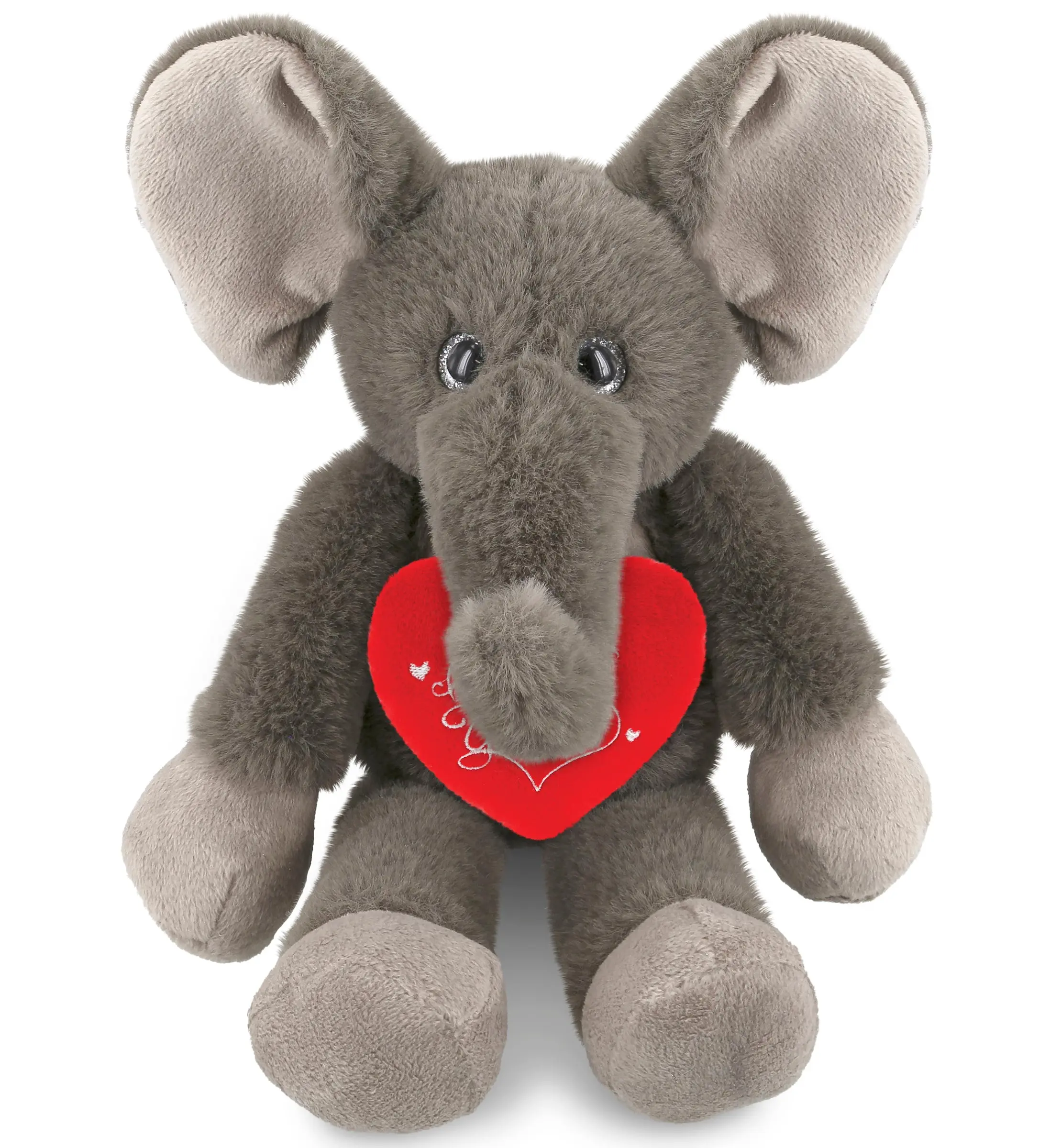 DOLLIBU 10.5" Long-Leg Elephant Stuffed Animal, Super-Soft Plush Toy with Red Heart "I Love You" Design, Ideal for Gifting Stuffed Animals