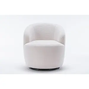 Teddy Fabric Swivel Barrel Accent Armchair