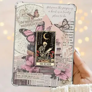 The Reader Skeleton Tarot Card Retro Vintage Magnetic Kindle Grip Book Lover Cute Bookish Kindle Accessories Phone Holder PopSocket Phone Grip Magnetic Pop Socket Phone Grip