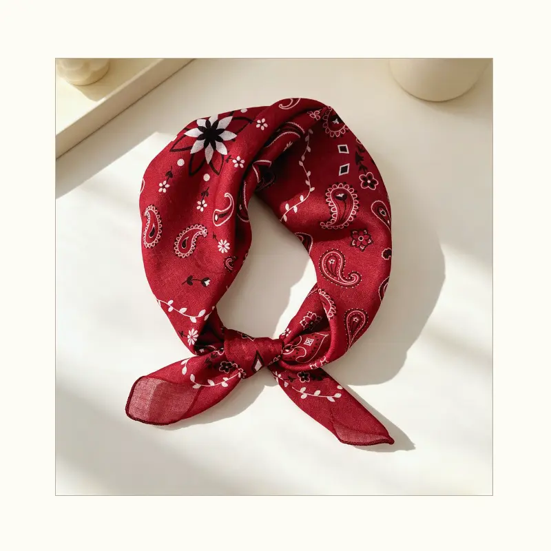 Women's Cotton Paisley Print Square Head Wrap - 2026 Multi-Use Scarf, Bandana Hairstyle & Casual Wear Accessory for Neck or Handbag Decoration