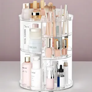 Jiavarry Rotating Makeup Organizer with 8 Adjustable Layers, 360-Degree Silent Rotation, Multi-Function Storage Carousel for Vanity, Bathroom, and Bedroom Countertops