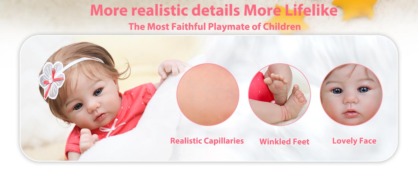 [WOOROY] Reborn Baby Doll - Excellent Gift for Birthday Christmas Gift and New Year, 18 In Lifelike Newborn Baby Girl, Real Baby with Soft Cloth Body Doll for Kids Age 3+