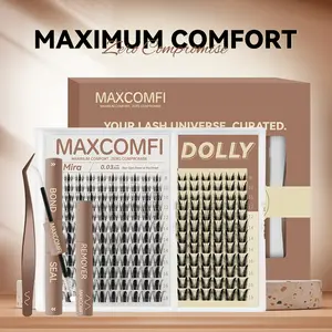 MaxComfi [Creator Exclusive] DOLLY & Mira Eyelash Clusters Kit - Bunny Style, Comic Manga Anime Lashes,  Waterproof Lash, Super Soft Thin Band, Long-Lasting, Easy to Apply, Beginner-Friendly DIY for Zootopia Judy Hopps Daily Makeup Summervibes