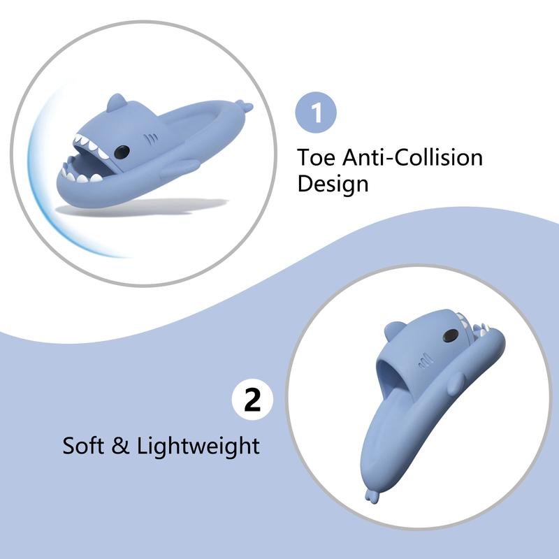 Shark Slides for Women and Men, Cute Shark Slippers Adult Youth Cloudy Summer Soft Lightweight Anti-Slip Thick Sole Beach House Cloud Cushioned Shower Slide Sandals Indoor Outdoor