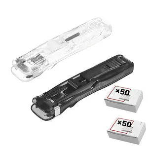 2 Pcs Portable Binder Clip Stapler, with 100 Pcs Small Binder Clips, Non-Destructive Paper Clam Dispenser for Office, Home, School