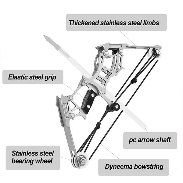 3-Size Mini Stainless Steel Compound Bow & Arrow Set with Pulley System for Beginners Indoor/Outdoor Fun LH/RH Use Ultimate Gift for Teens & Adults