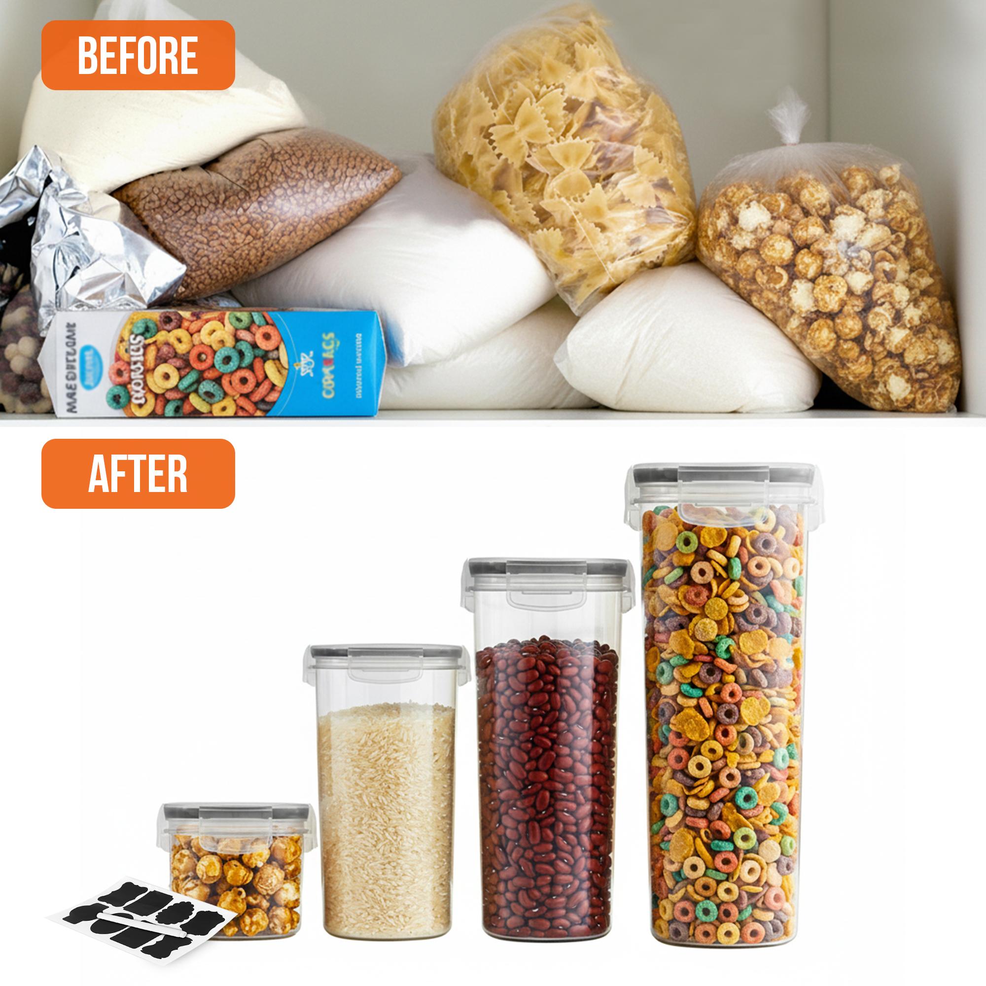 Kichly Airtight Food Storage Containers Set with Lids 24 Pack BPA-Free Plastic Pantry Organizers for Cereal Flour Sugar & Dry Food Clear Reusable