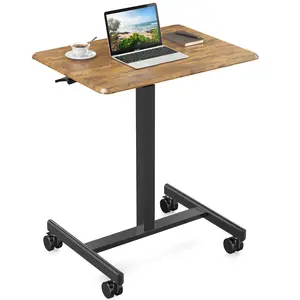 Small Standing Desk Mobile Adjustable Height Sit Stand Ergonomic MDF Desktop 4 Silent Wheels Lockable Easy Assembly