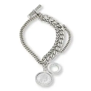 Bellezza Bronze Multi-Chain Lira Charm Toggle Bracelet