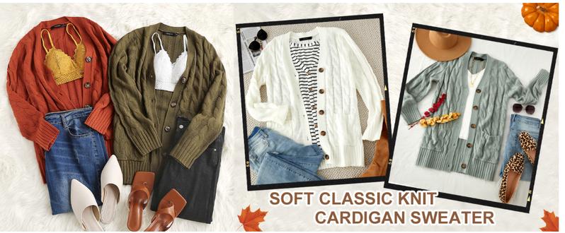 ZESICA Women's Cardigan Sweaters 2025 Fall Button Down Open Front Cable Knit Casual Trendy Winter Clothing Outerwear