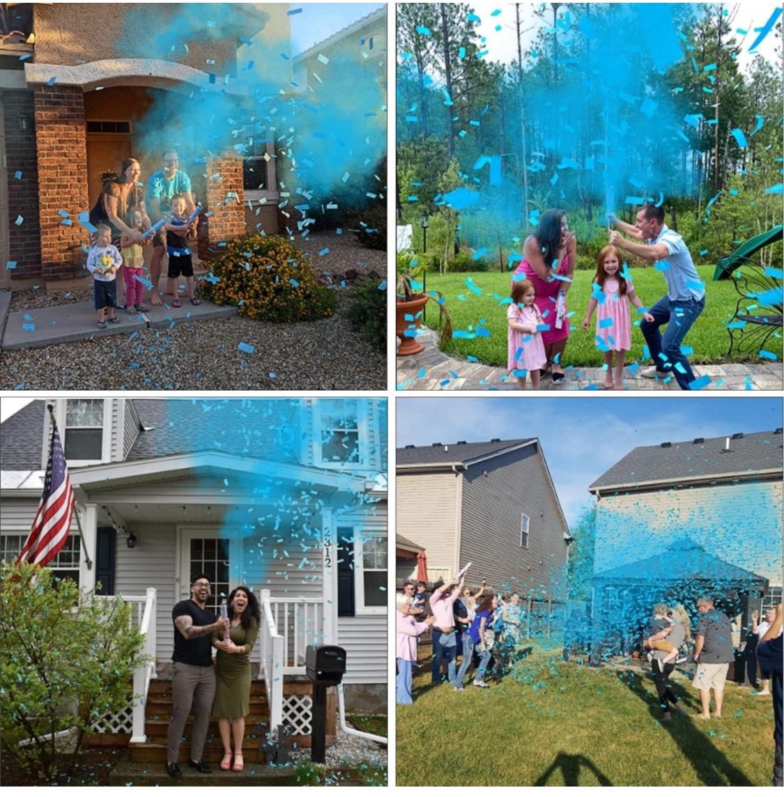 Gender reveal Party celebrations Confetti Powder  ColorfulCannon,12Inch Biodegradable Confetti Poppers 4 Pack Multicolor Party Poppers Confetti Shooters, Air Compressed Party Poppers for Graduation New Years Eve Birthday Wedding Indoor and Outdoor Burst