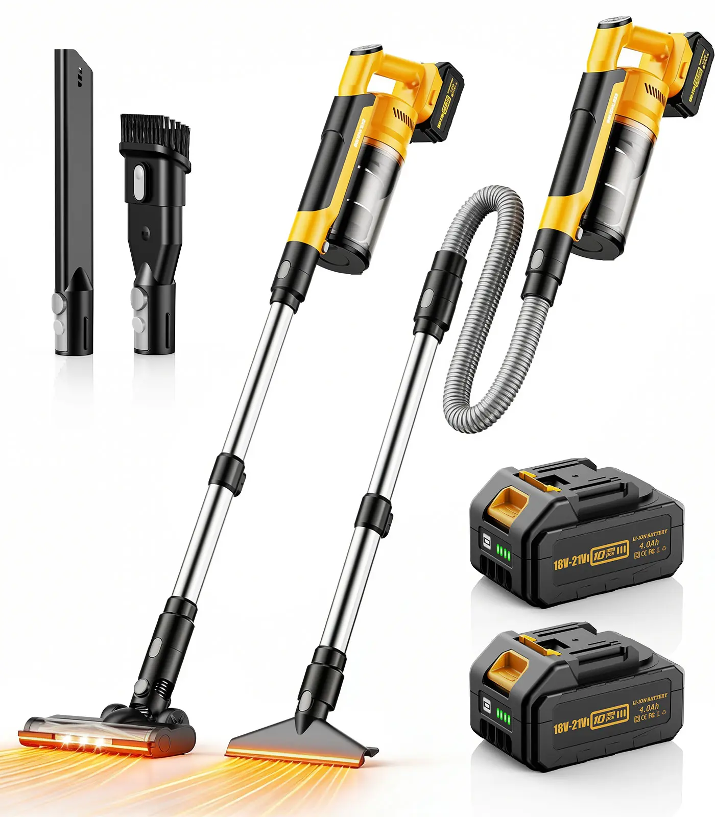 Qimedo 8000mAh Cordless Handheld Vacuum Cleaner, 700W Powerful Suction, 2 Batteries, HEPA Filter, 2L Dust Cup, 7-in-1 Stick Vacuum for Home Hardwood Floors, Pet Hair, Home Cleaning Tool