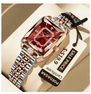 POEDAGAR Luxury Rectangle Watch For Woman Waterproof Calendar Simple Ladies Watch Fashion Stainless Steel Quartz Women's Watches
