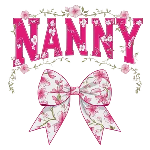 Nanny, Pink and white, Bow, Press-ready, Transfer only, MTO