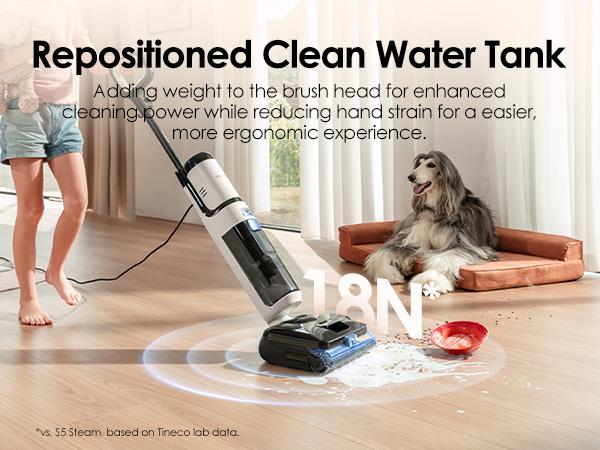 Tineco FLOOR ONE S6 Stretch Steam Corded Wet Dry Vacuum Steam Mop All-in-One, Tineco BoostSteam, 320℉ High-temp Steam Cleaning, 180° Lay-Flat, Anti-Tangle Design, FlashDry Self-cleaning