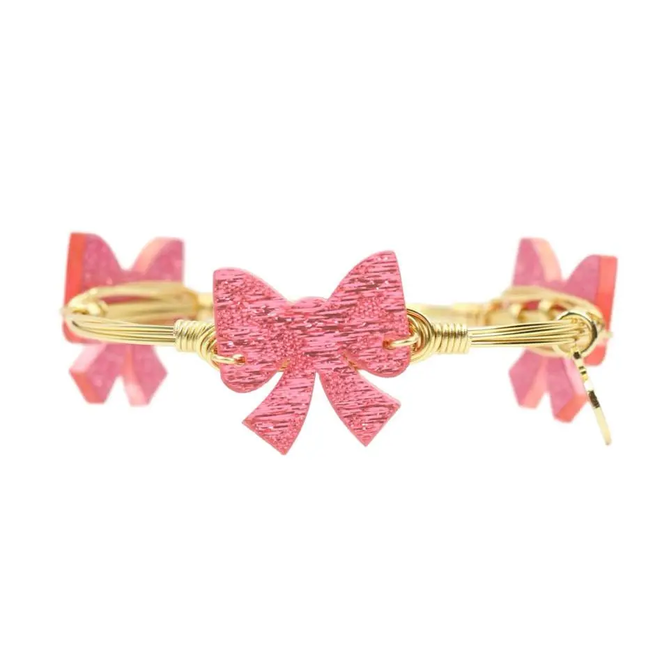 Pink Bow Bangle Bracelet