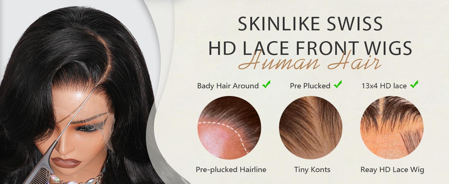 【Skinlike HD】Mamushow 13x6 SKINLIKE Real HD Lace Frontal Wigs 250% Density Body wave Wigs Human Hair Pre Plucked Bleached Tiny Knots 250 Density 0.10mm Ultra thin Invisible Lace Front Wigs for Women Human Hair 【Skinlike HD】Mamushow 13x6 SKINLIKE Real HD Lace Frontal Wigs 250% Density Body wave Wigs Human Hair Pre Plucked Bleached Tiny Knots 250 Density 0.10mm Ultra thin Invisible Lace Front Wigs for Women Human Hair