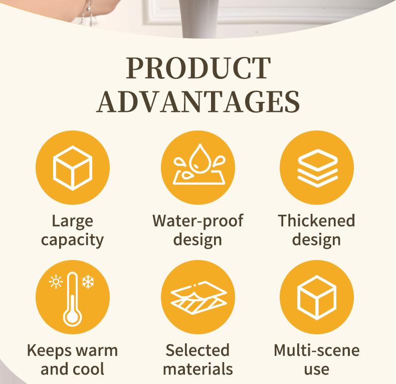 2.11gal Durable Oxford Cloth Lunch Bag, Aluminum Foil Insulated Lunch Bag with Zippered Compartments and Adjustable Shoulder Strap - Simple Everyday Use Bag